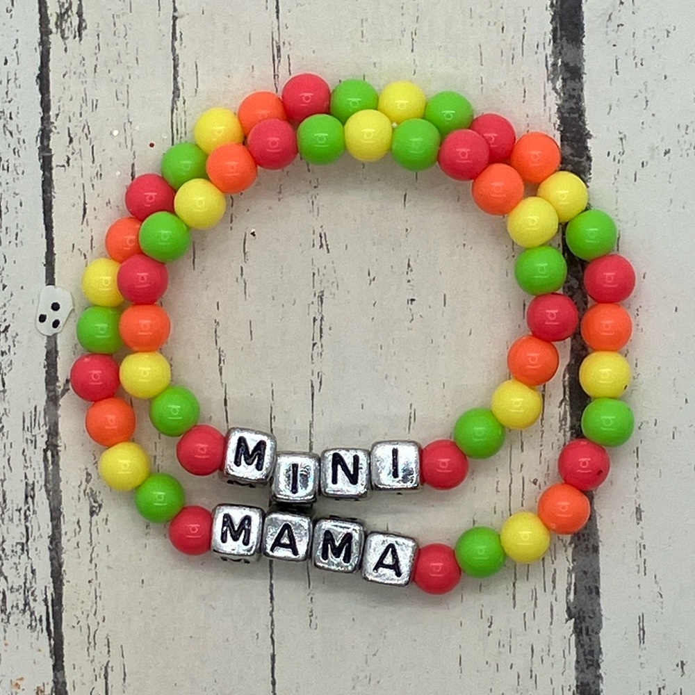 NWT Handmade beaded stretchy bracelets mama & mini - Picture 2 of 2